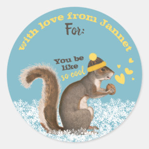 Squirrel knitting crochet Christmas personalised Classic Round Sticker