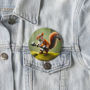 Squirrel Lifting Weights 7.5 Cm Round Badge