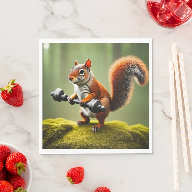 Squirrel Lifting Weights Napkin (Creator Uploaded)
