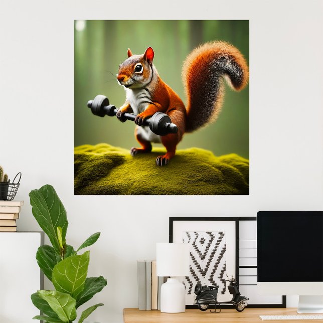 Squirrel Lifting Weights Poster (Creator Uploaded)