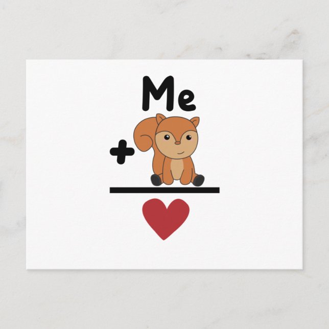 Squirrel Love Equation Forest Animals Heart Postcard (Front)