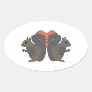 Squirrel Love Oval Sticker