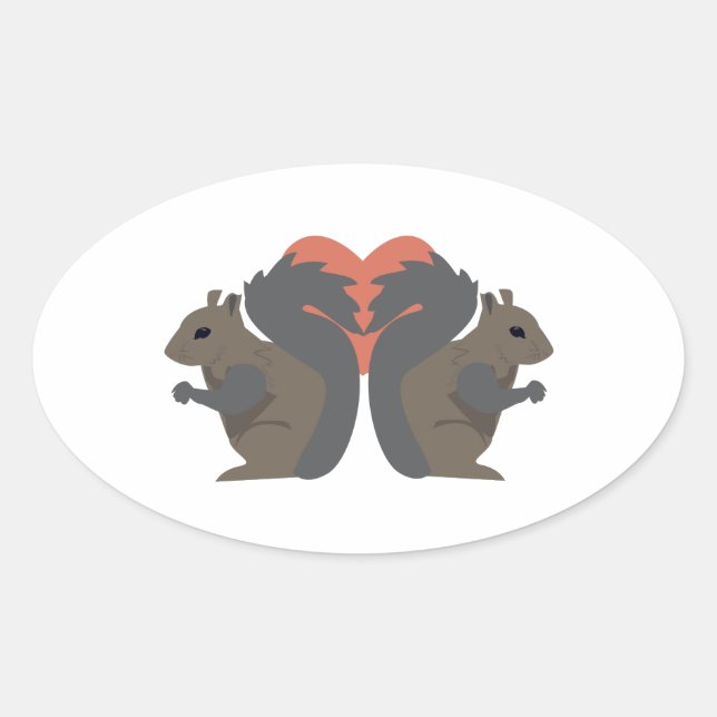 Squirrel Love Oval Sticker (Front)
