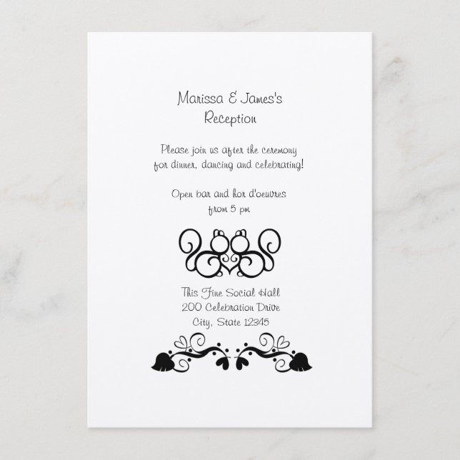 Squirrel Love Wedding Reception Card (Front)