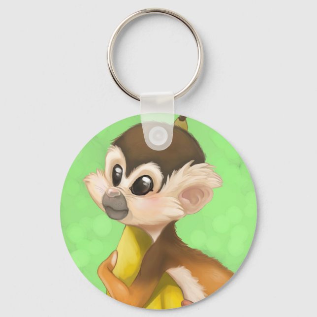 Squirrel Monkey with Banana Key Ring (Front)