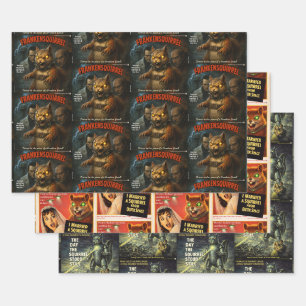 Squirrel Monster Movies Wrapping Paper Sheet