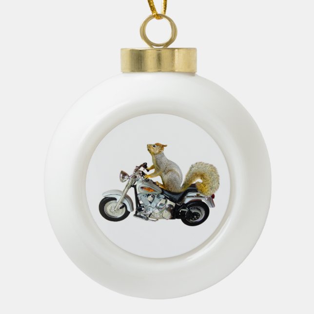 Squirrel Motorcycle Ornament (Front)