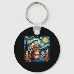 Squirrel Night Sky Artist Style The Paint The Key Ring