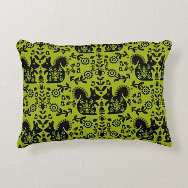 Squirrel Nordic Scandinavian Folk Art       Decorative Cushion (Front)