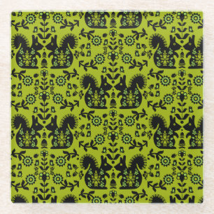 Squirrel Nordic Scandinavian Folk Art Glass Coaster