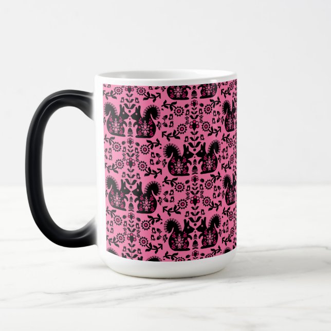 Squirrel Nordic Scandinavian Folk Art     Latte Mu Magic Mug (Left)