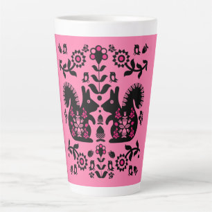 Squirrel Nordic Scandinavian Folk Art     Latte Mug