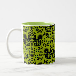 Squirrel Nordic Scandinavian Folk Art Two-Tone Coffee Mug