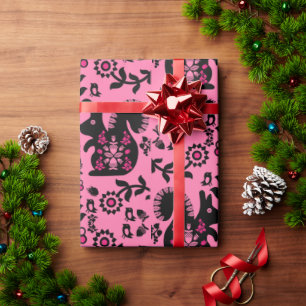 Squirrel Nordic Scandinavian Folk Art     Wrapping Paper