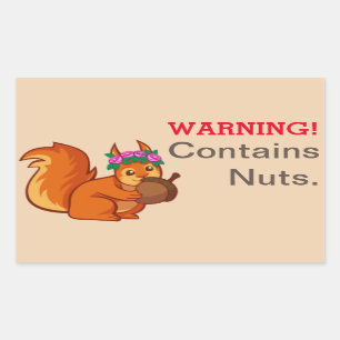 Squirrel Nut Allergy Warning Rectangular Sticker