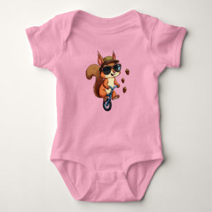 Squirrel on a Bike Baby Bodysuit