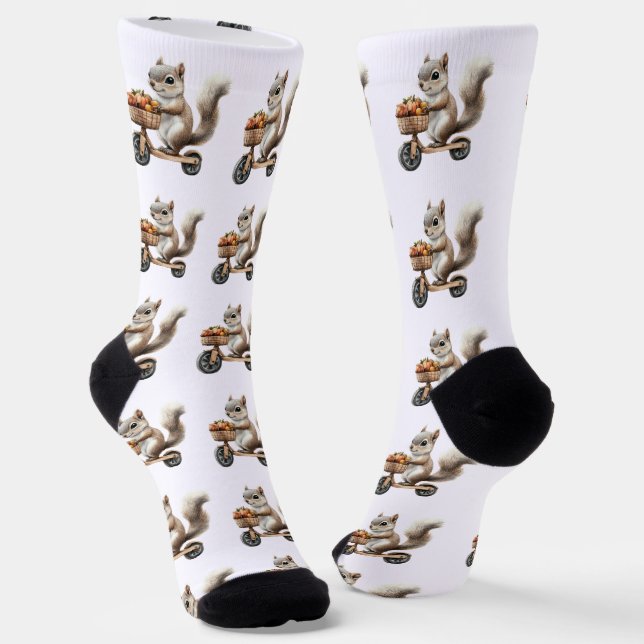Squirrel on a bike socks (Angled)