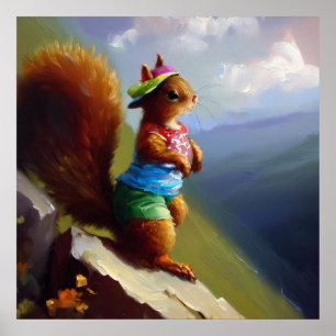 Squirrel On a Mountain Poster