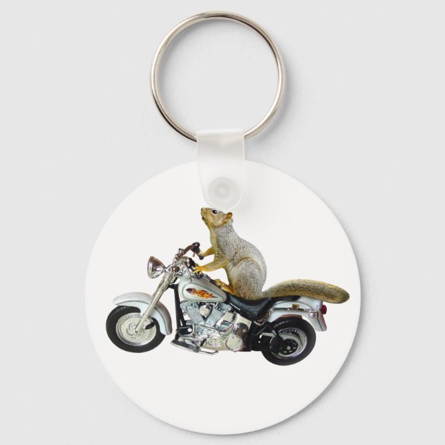 Squirrel on Motorcycle Key Ring (Front)