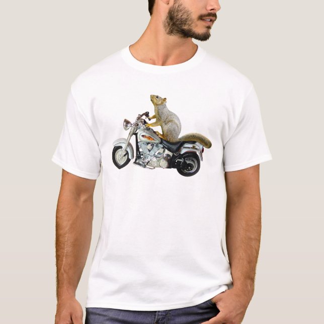 Squirrel on Motorcycle T-Shirt (Front)