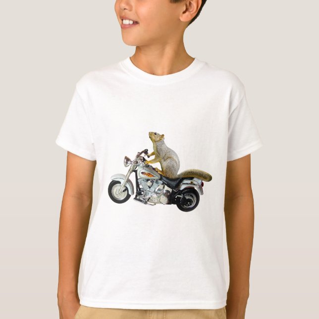 Squirrel on Motorcycle T-Shirt (Front)