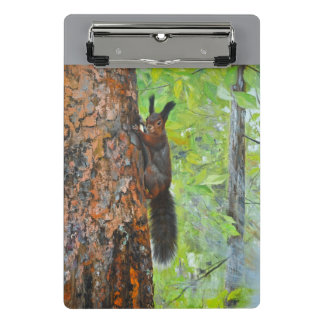 Squirrel on Pine Tree – Realistic Oil Painting Mini Clipboard