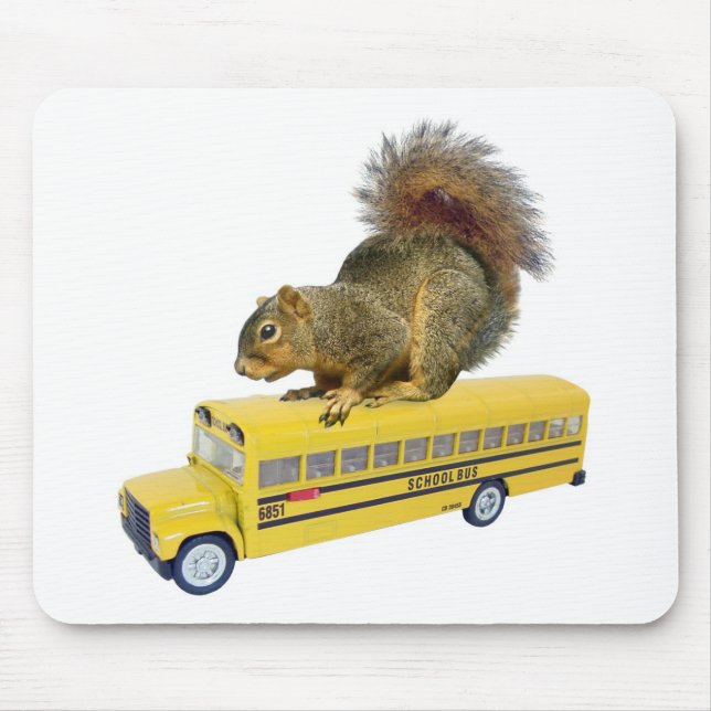 Squirrel on School Bus Mouse Pad (Front)