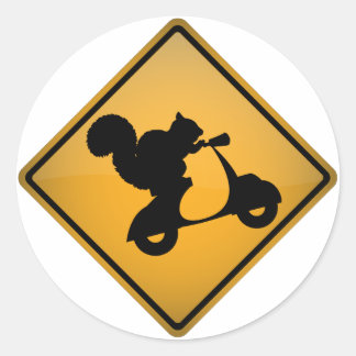 Squirrel on Scooter Classic Round Sticker