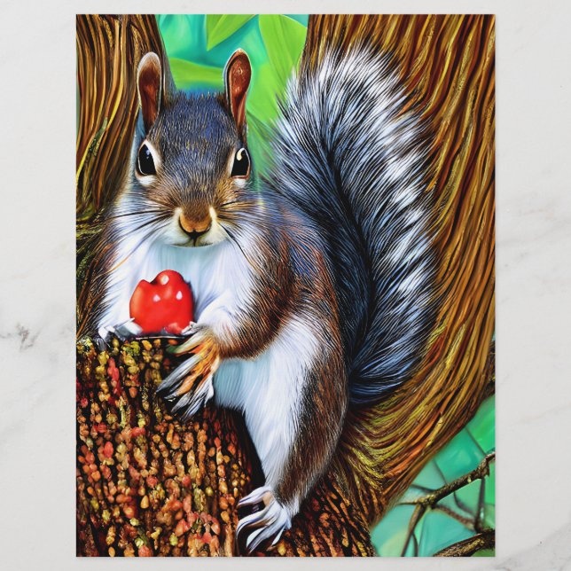 Squirrel on The Tree with Fruit-47566 Custom Letterhead (Front)