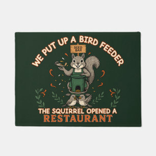 Squirrel Opened a Restaurant Funny Bird Feeder Out Doormat