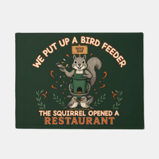 Squirrel Opened a Restaurant Funny Bird Feeder Out Doormat