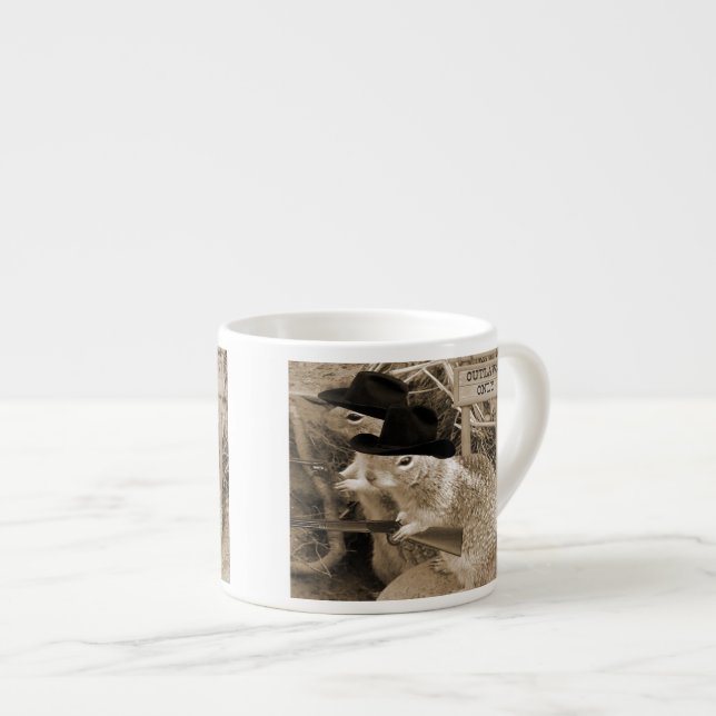 Squirrel Outlaws In The Old West Espresso Cup (Front Right)