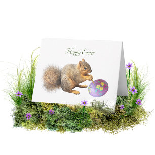 Squirrel Painting Egg Easter Card