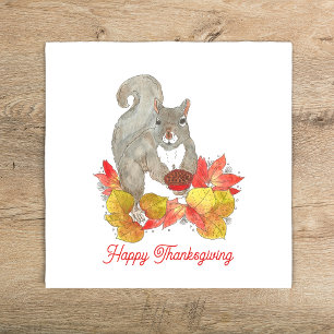 Squirrel Pecan Pie Thanksgiving Napkin
