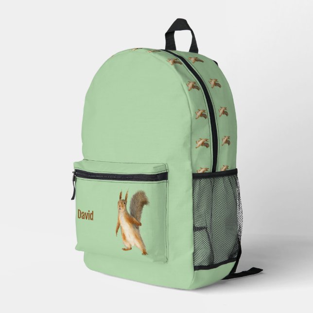 Squirrel Personalised  Printed Backpack (Back Corner Right)