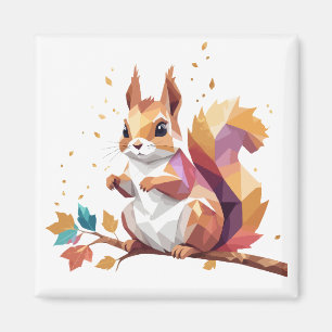 Squirrel Playful Adorable Fun Animal Colourful Coo Magnet