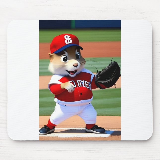 squirrel, playing baseball on mouse pad (Front)