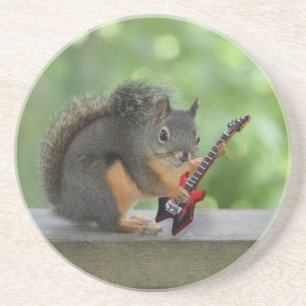 Squirrel Playing Electric Guitar Coaster