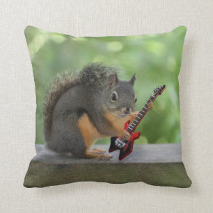 Squirrel Playing Electric Guitar Cushion