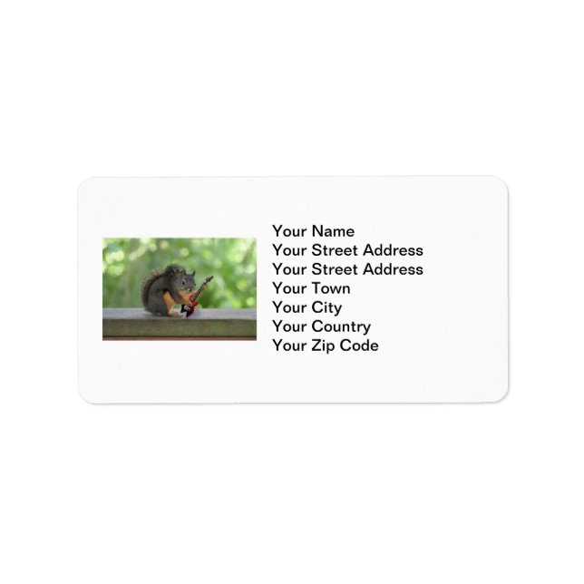 Squirrel Playing Electric Guitar Label (Front)