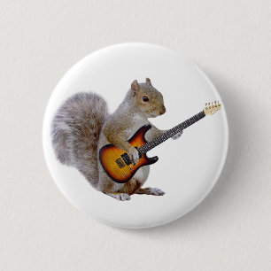 Squirrel Playing Guitar 6 Cm Round Badge