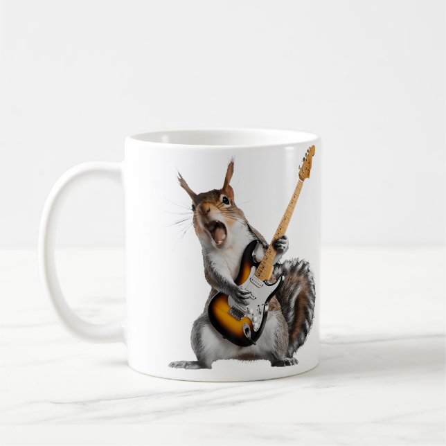 Squirrel Playing Guitar Coffee Mug (Left)
