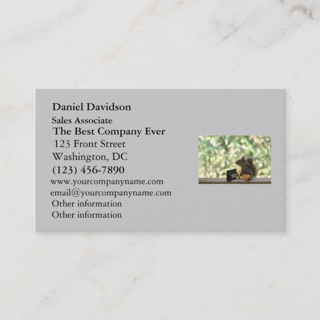 Squirrel Playing Piano Business Card (Front)