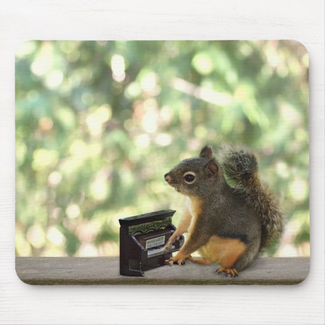 Squirrel Playing Piano Mouse Pad (Front)