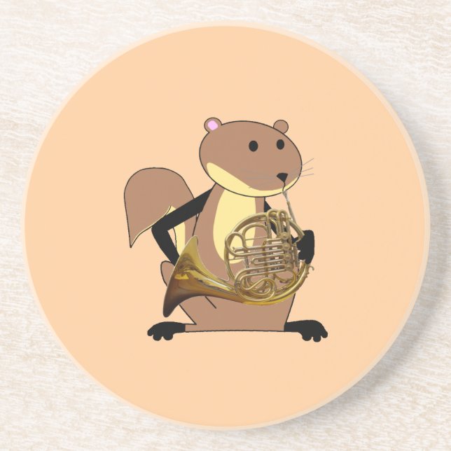 Squirrel Playing the French Horn Coaster (Front)