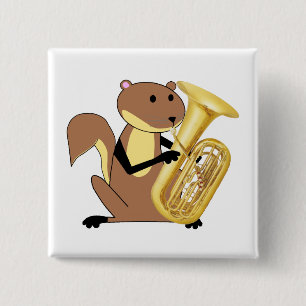 Squirrel Playing the Tuba 15 Cm Square Badge