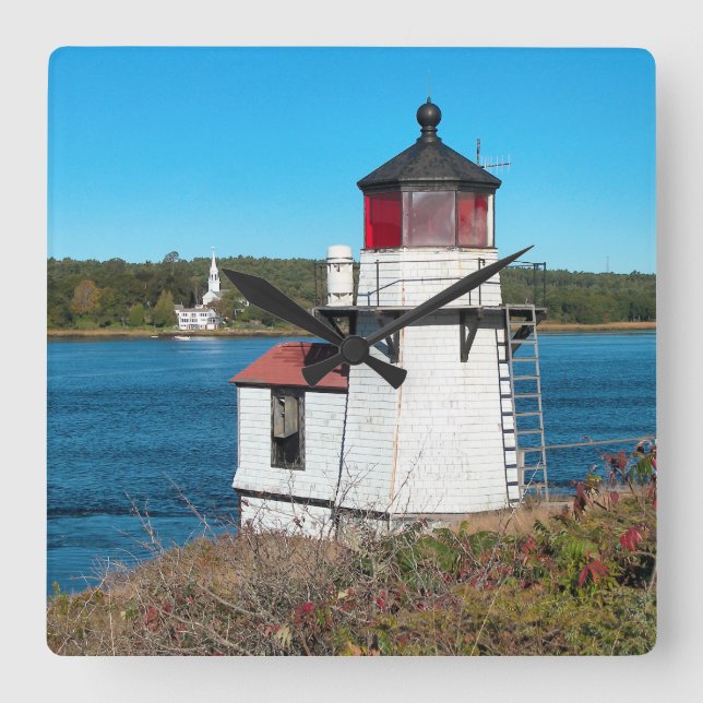 Squirrel Point Lighthouse, Maine Square Wall Clock (Front)