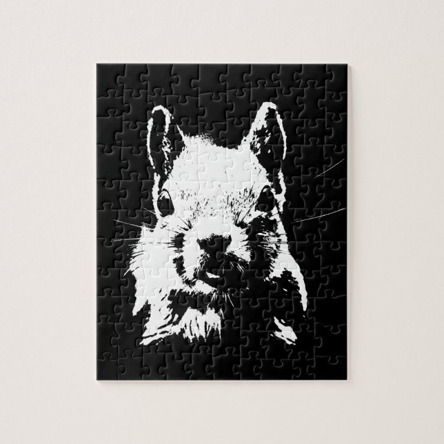 Squirrel Pop Art Animals Black & White Jigsaw Puzzle (Vertical)