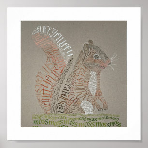 Squirrel Portrait Calligram Poster