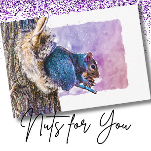 Squirrel Purple Watercolor Valentine's Day Card